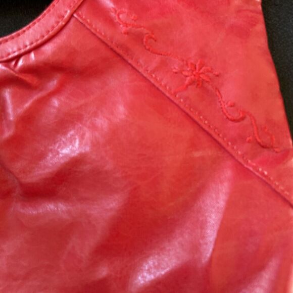 Red Clutch Embroidered Faux Leather Women Pouch Bag Handbag Soft Purse Party - Picture 12 of 12